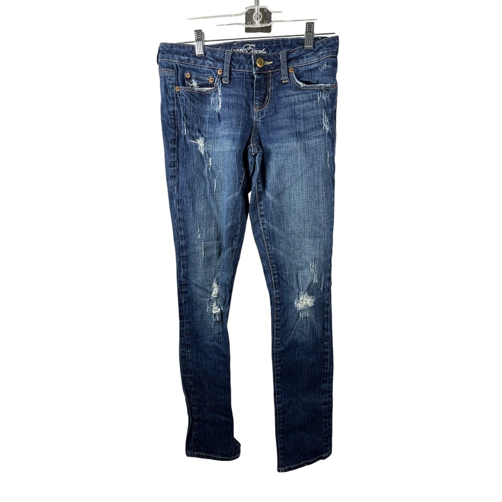 American Eagle Outfitters Skinny 77Jeans Women's Size 4 Reg Dark Wash Distressed